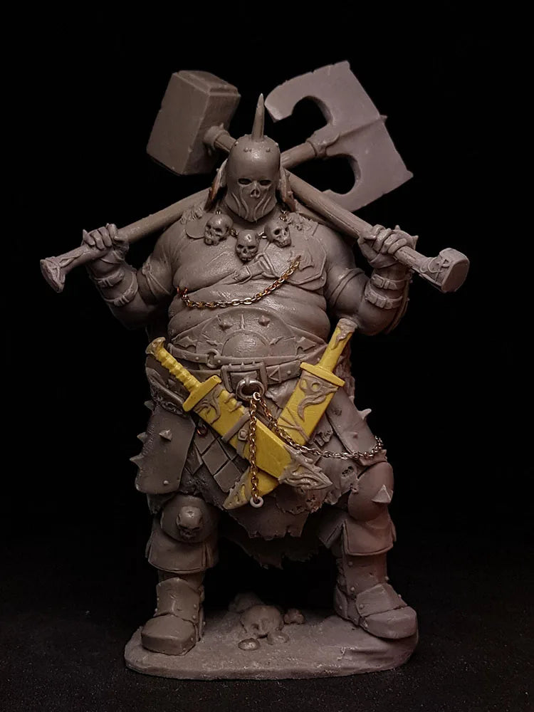 75mm Barbarian Wielding Raised Axe, Resin Model Figure Kit, Fantasy Theme, Unassembled and Unpainted