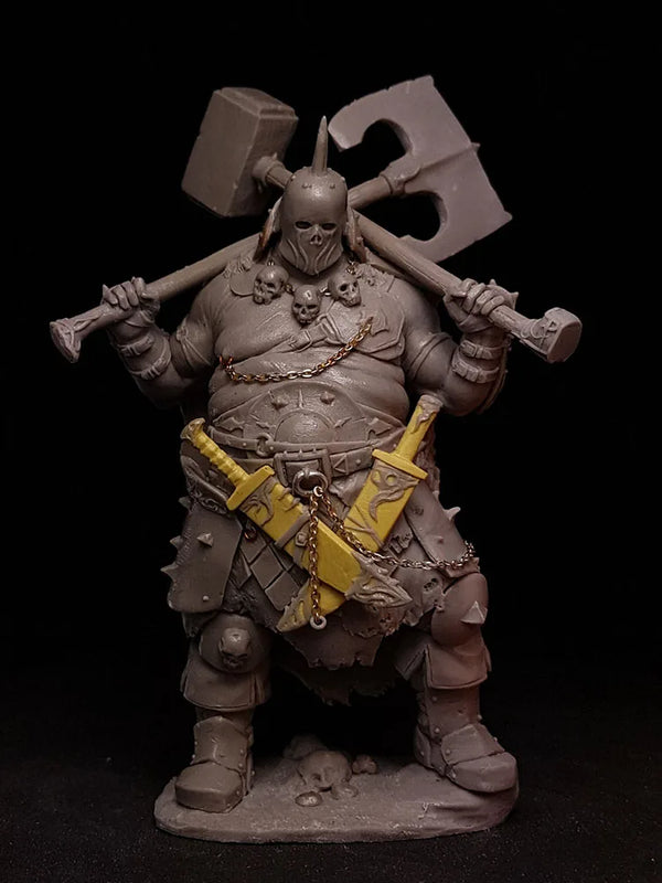 75mm Barbarian Wielding Raised Axe, Resin Model Figure Kit, Fantasy Theme, Unassembled and Unpainted