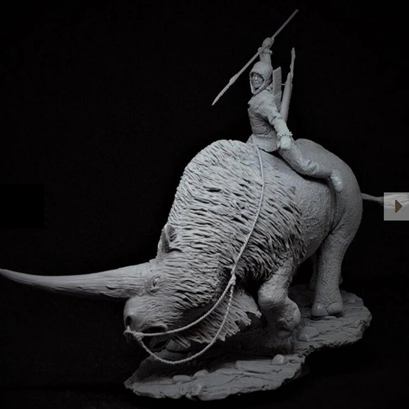 1/32 Medieval War Elephant Warrior, 2 Figures, Resin Model Figure Kit, Unassembled and Unpainted