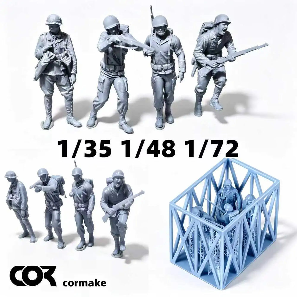 1/35 WWII US Tank Crew, 4 Figures, Resin Model Figure Kit, Unassembled and Unpainted