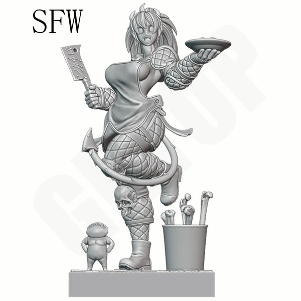1/24 Demon Maid Warrior, 2 Figures, Resin Model Figure Kit, Fantasy Theme, Unassembled and Unpainted
