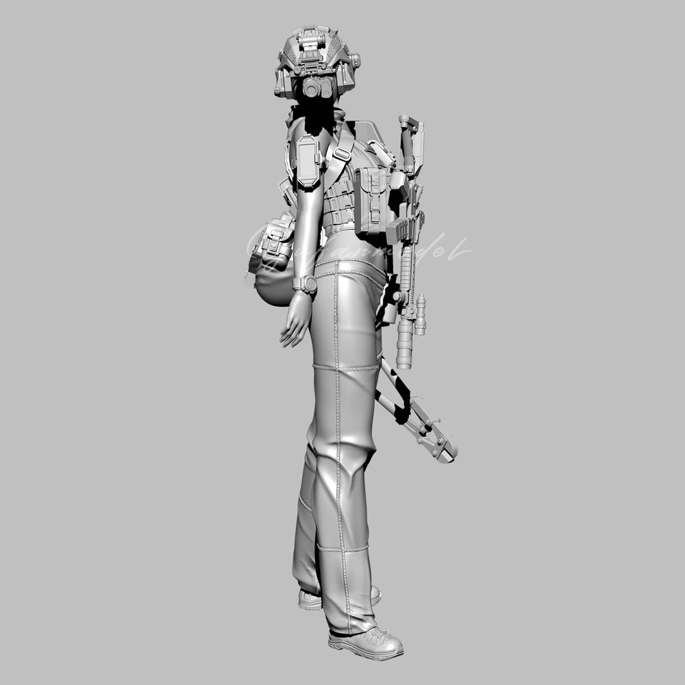 75mm Modern Tactical Female Soldier, Resin Model Figure Kit, Unassembled and Unpainted