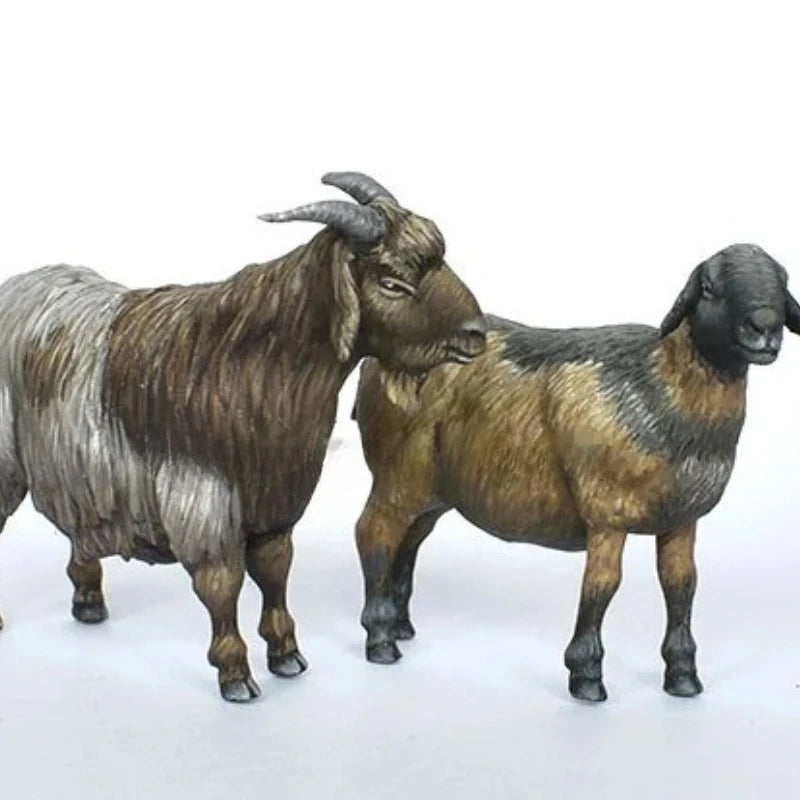 1/35 Goat Figurines, 4 Figures, Resin Model Creature Kit, Fantasy Theme, Unassembled and Unpainted