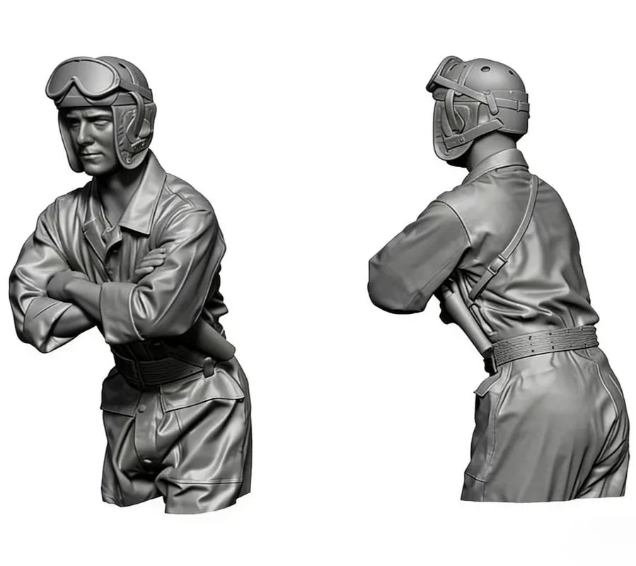 1/16 WWII US Tank Crew Varied Positions, 2 Figures, Resin Model Figure Kit, Unassembled and Unpainted