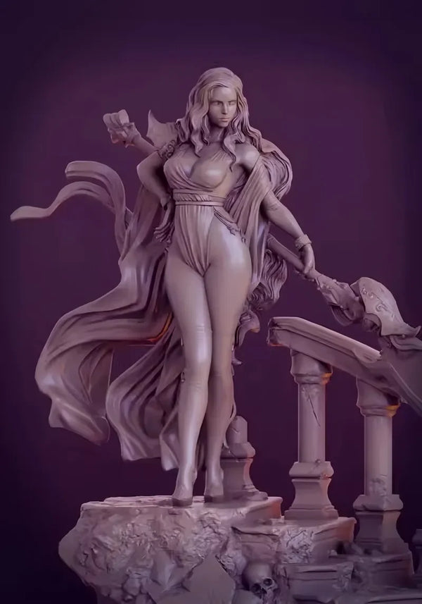 70mm Female Warrior, Resin Model Figure Kit, Fantasy Theme, Unassembled and Unpainted