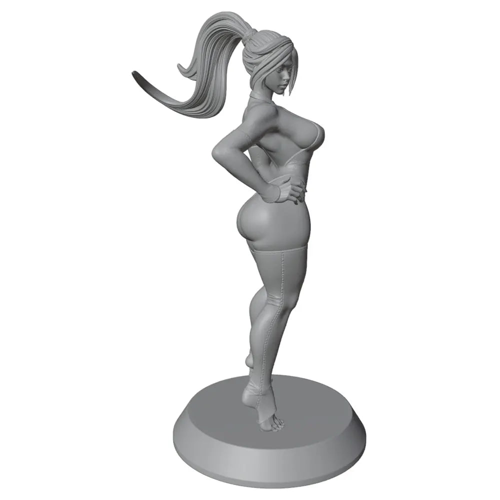 75mm Confident Woman with Long Flowing Hair, Resin Model Figure Kit, Unassembled and Unpainted
