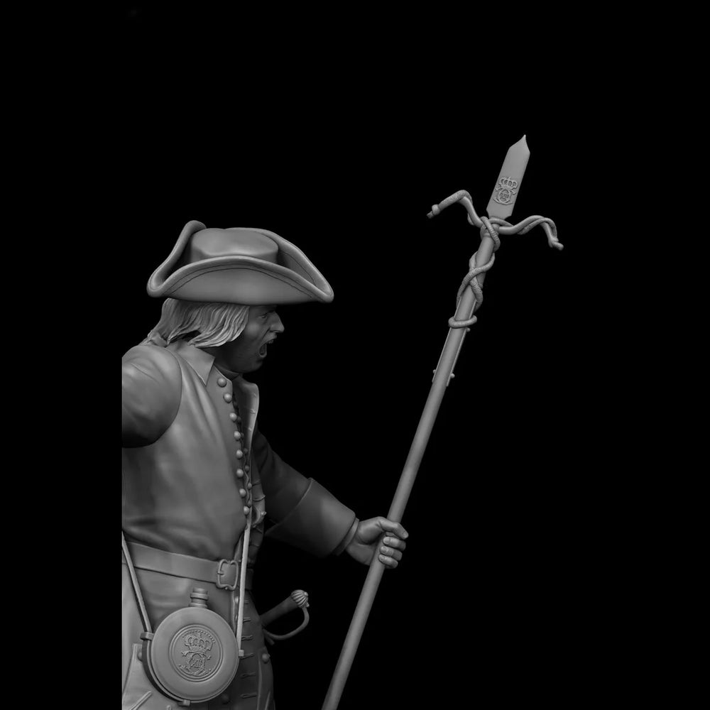 75mm Early 18th Century Swedish Artillery Commander, Resin Model Figure Kit, Military Theme, Unassembled and Unpainted