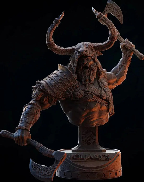 1/10 Voljaryk Horned Warrior, Resin Model Bust Kit, Fantasy Theme, Unassembled and Unpainted