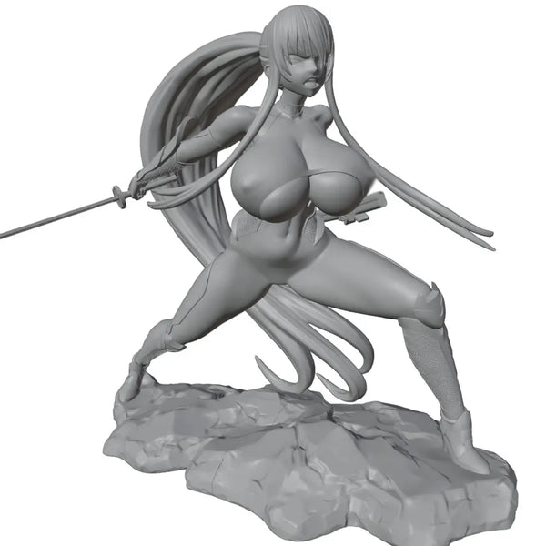 Anime Female Warrior, Resin Model Figure Kit, Anime Theme, Unassembled and Unpainted