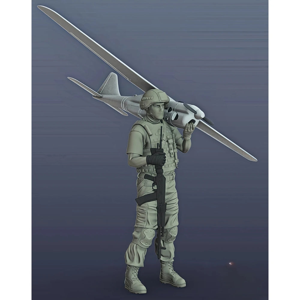 75mm Modern Russian UAV Technician, Resin Model Figure Kit, Unassembled and Unpainted
