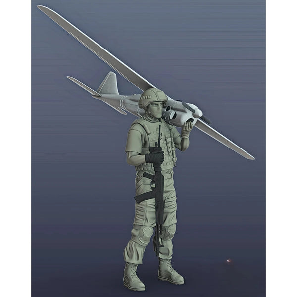 75mm Modern Russian UAV Technician, Resin Model Figure Kit, Unassembled and Unpainted