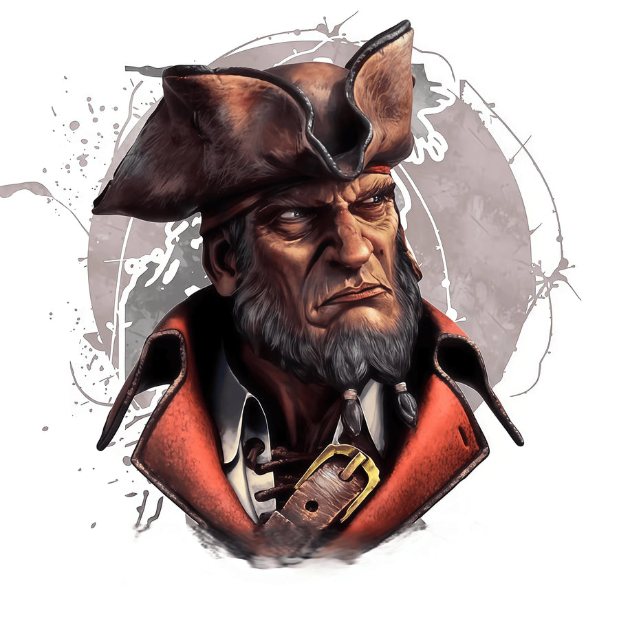 Pirate Captain with Tricorn Hat and Beard 1/12 Resin Bust - resin model view 3
