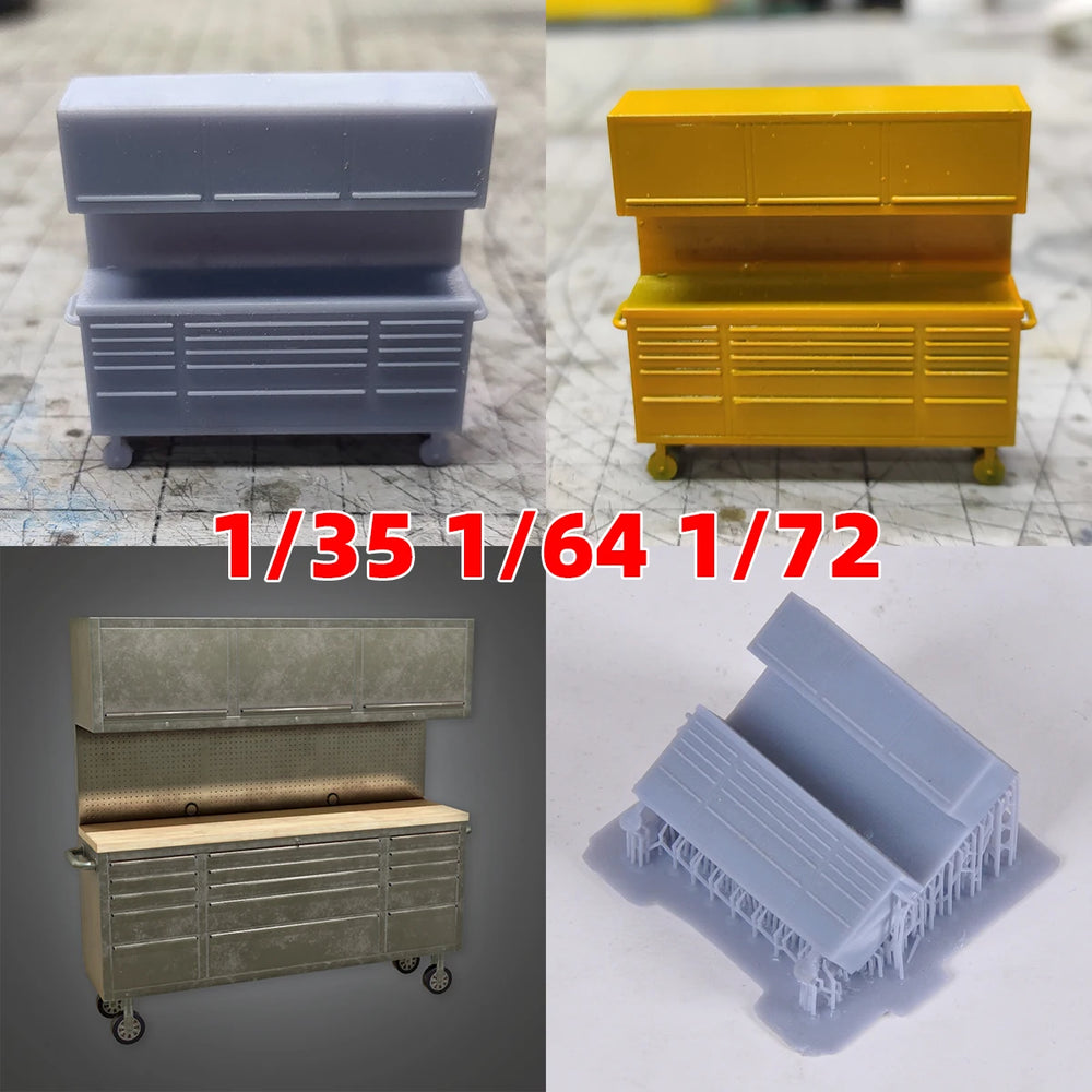 1/35 Tool Cabinet & Chest Set, Resin Model Accessory Kit, Historical Theme, Unpainted