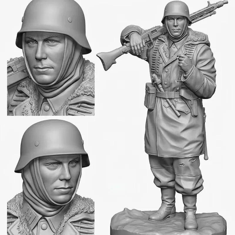 1/16 WWII German Rifleman Standing Ready, Resin Model Figure Kit, Unassembled and Unpainted