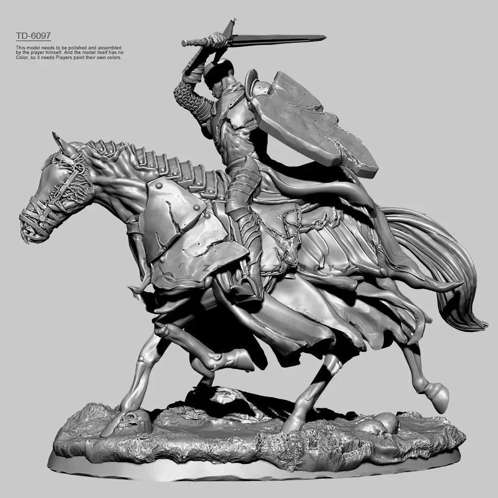 75mm Demon Knight on Horseback, Resin Model Figure Kit, Fantasy Theme, Unassembled and Unpainted