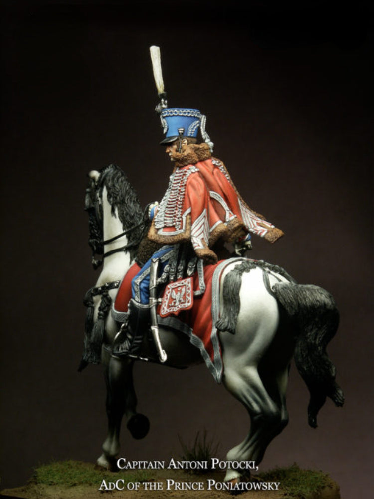 54mm Napoleonic Polish Cavalry Officer, Resin Model Figure Kit, Unassembled and Unpainted