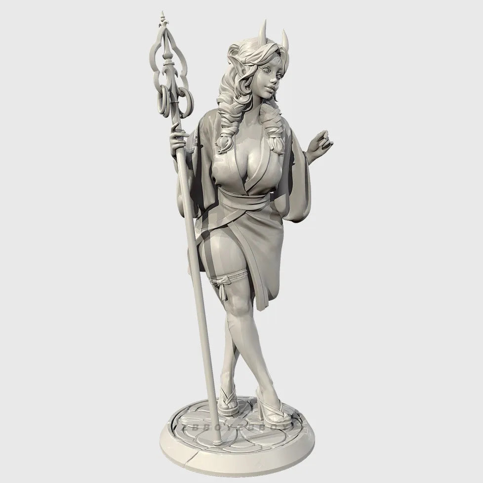 75mm Priestess with Horns, 3 Figures, Resin Model Figure Kit, Fantasy Theme, Unassembled and Unpainted