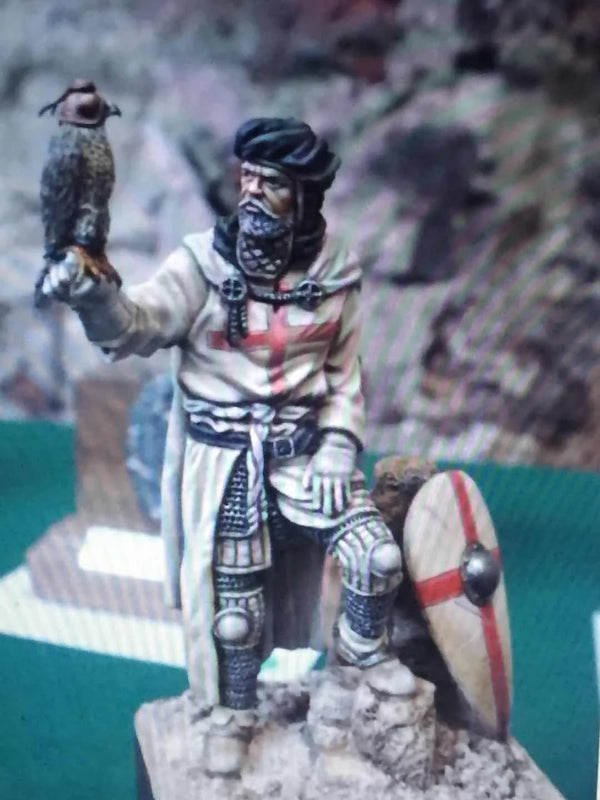 54mm Medieval Knight with Falcon, Resin Model Figure Kit, Unassembled and Unpainted