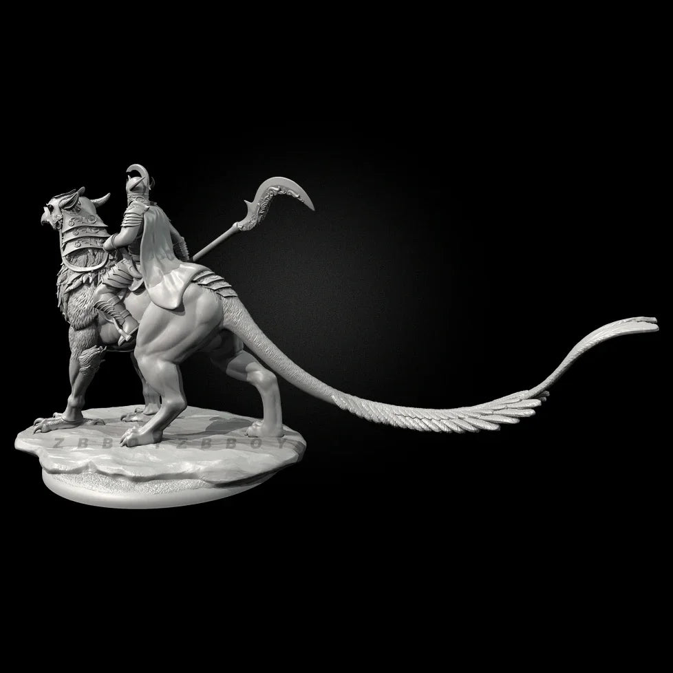 75mm Warrior on Fantasy Dragon, 5 Figures, Resin Model Figure Kit, Fantasy Theme, Unassembled and Unpainted