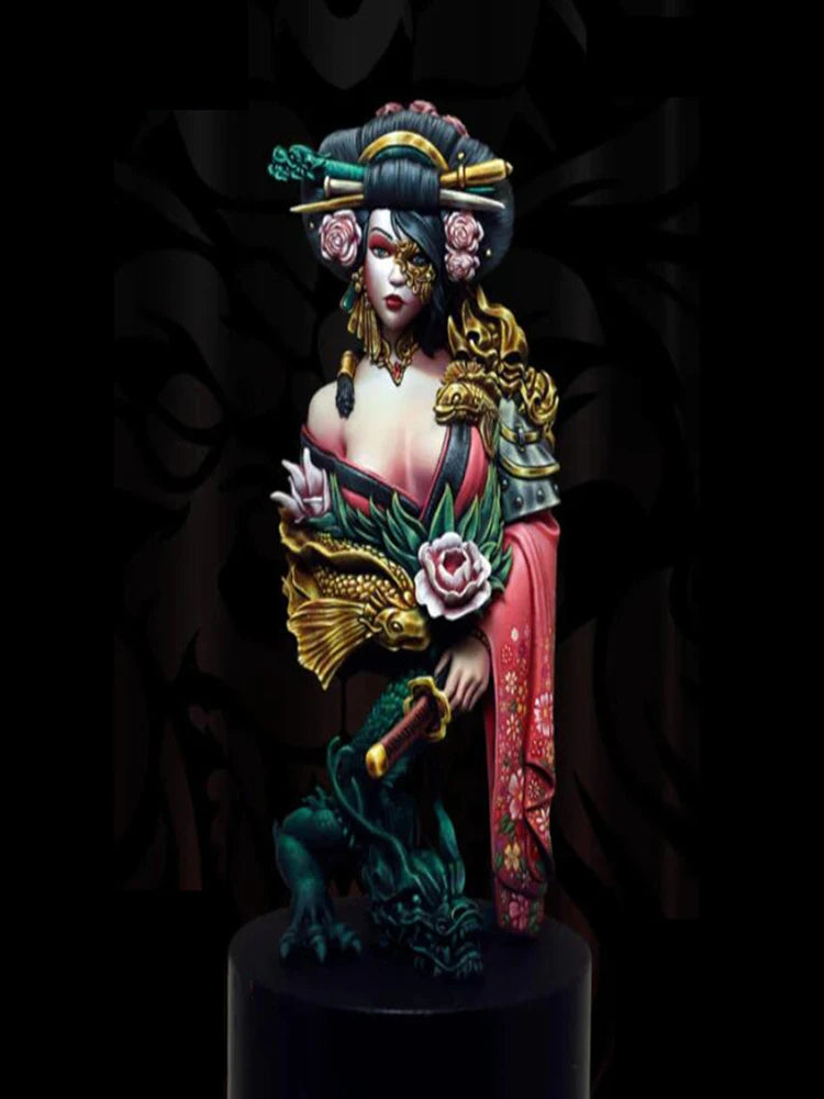 1/10 Asian Fantasy Sorceress with Ornate Crown, Resin Model Bust Kit, Fantasy Theme, Unassembled and Unpainted