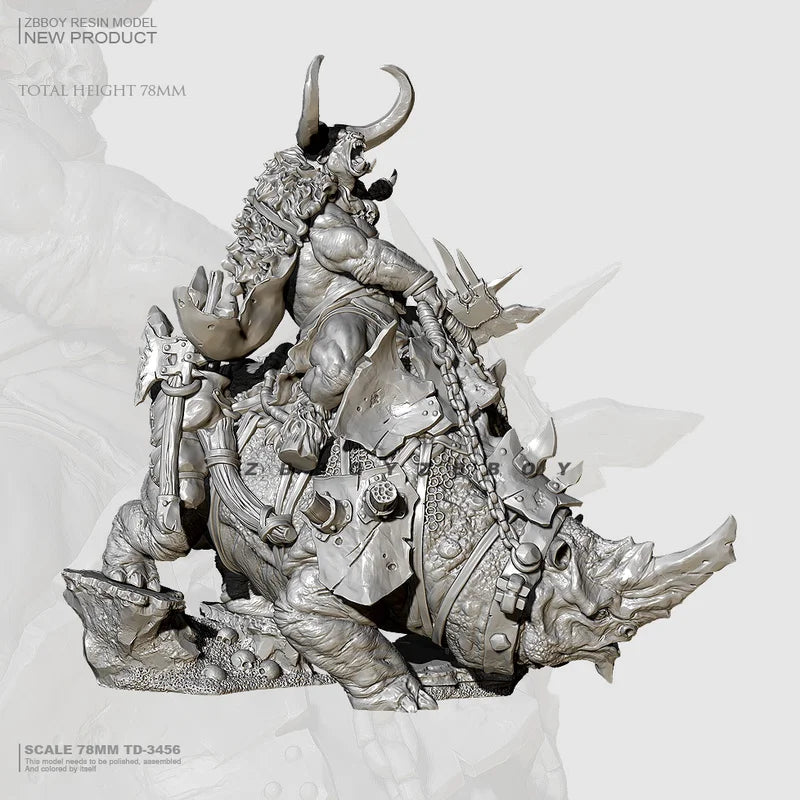 75mm Bull-Headed Fantasy Knight, Resin Model Figure Kit, Fantasy Theme, Unassembled and Unpainted