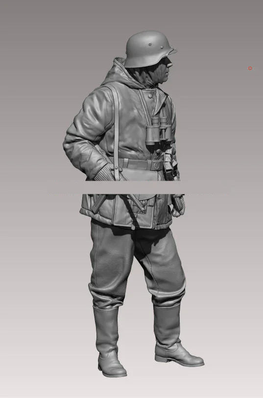 1/16 WWII German Infantry with Gas Mask Canister, Resin Model Figure Kit, Unassembled and Unpainted