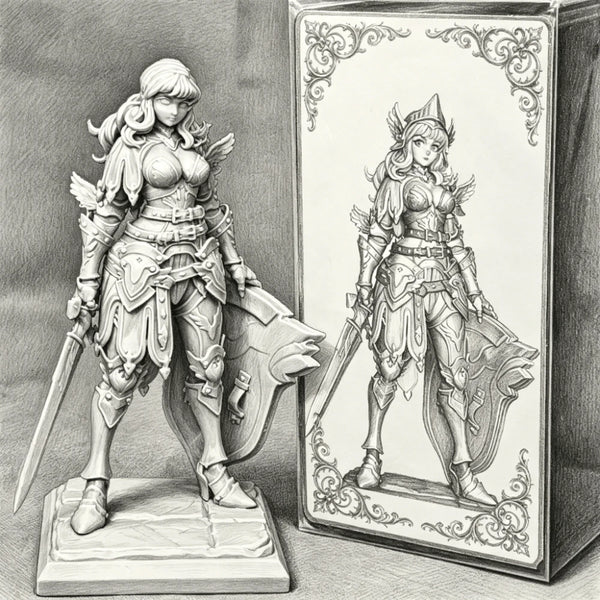 1/24 Medieval Female Knight in Ornate Armor, Resin Model Figure Kit, Unassembled and Unpainted