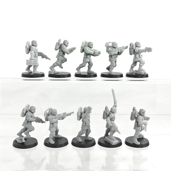 25mm Powered Armor Soldiers, 10 Figures, Resin Model Figure Kit, Sci-Fi Theme, Unassembled and Unpainted