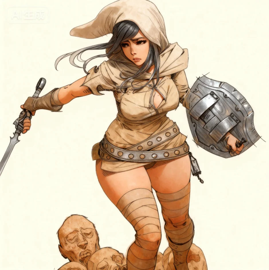 38mm Desert Warrior, Resin Model Figure Kit, Fantasy Theme, Unassembled and Unpainted