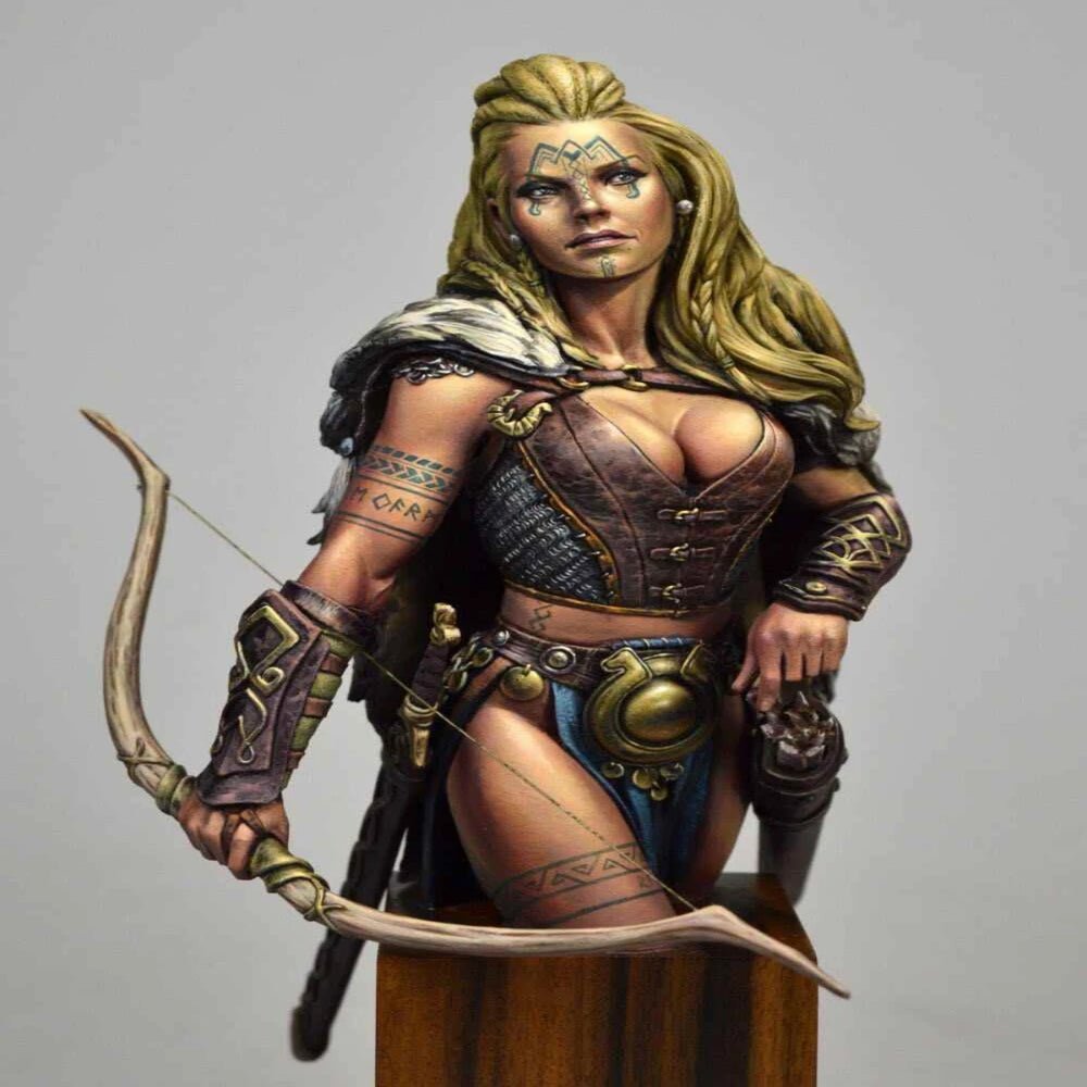 1/10 Medieval Fantasy Female Viking Archer, Resin Model Bust Kit, Unassembled and Unpainted