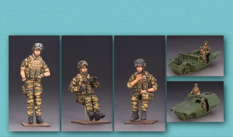 1/56 Modern Military Soldiers, 3 Figures, Resin Model Figure Kit, Unassembled and Unpainted