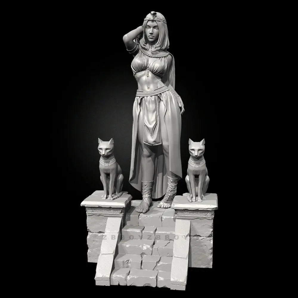75mm Ancient Egypt Cleopatra Queen with Attendants, Resin Model Figure Kit, Unassembled and Unpainted