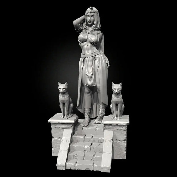 75mm Ancient Egypt Cleopatra Queen with Attendants, Resin Model Figure Kit, Unassembled and Unpainted