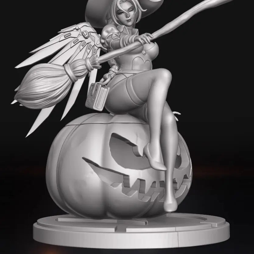 70mm Pumpkin Witch Sorceress, Resin Model Figure Kit, Fantasy Theme, Unassembled and Unpainted