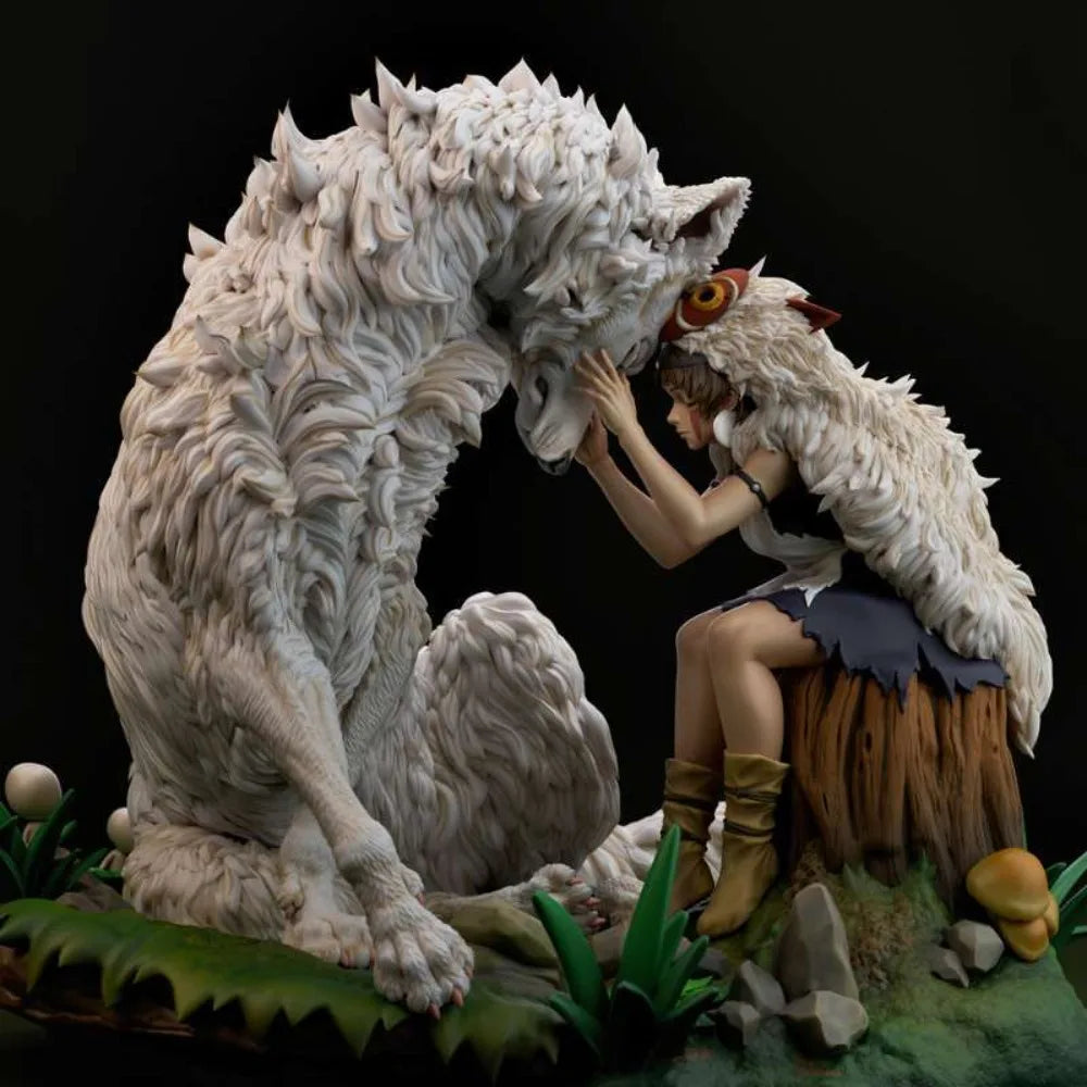 50mm The Wolf Mother and the Princess, 2 Figures, Resin Model Creature Kit, Fantasy Theme, Unassembled and Unpainted