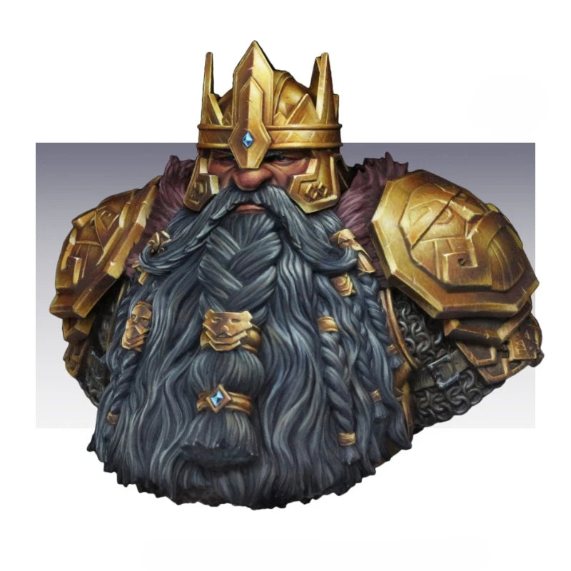 1/12 Medieval Dwarf King with Ornate Braided Beard, Resin Model Bust Kit, Unassembled and Unpainted