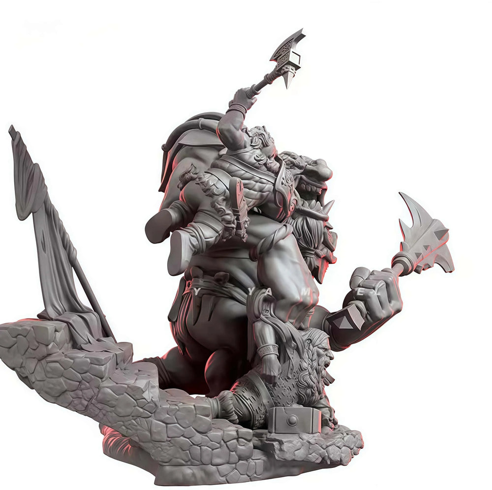 1/24 Armored Orc Warriors with Battle Axes, Resin Model Figure Kit, Fantasy Theme, Unassembled and Unpainted