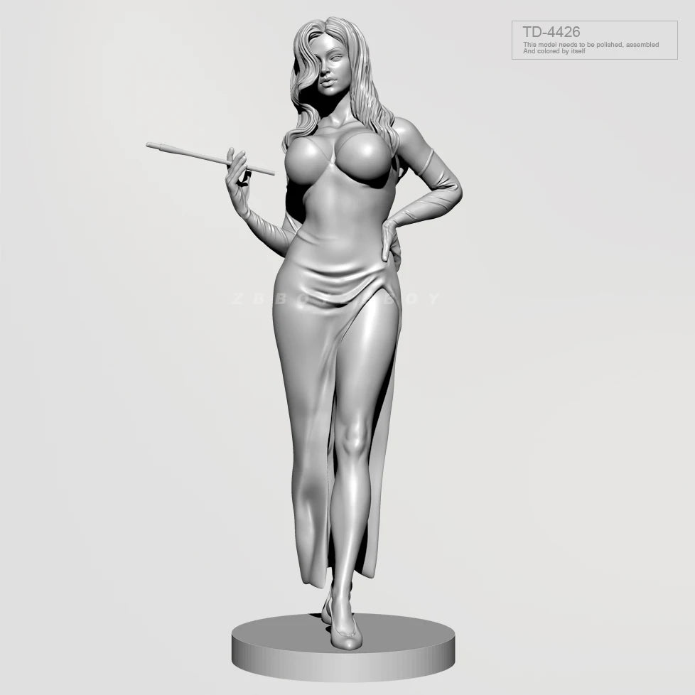 75mm Pin-up Agent in Red Dress with Rifle, Resin Model Figure Kit, Unassembled and Unpainted