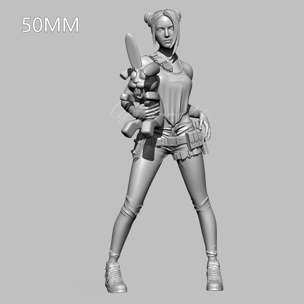 50mm Girl with Rabbit, Resin Model Figure Kit, Anime Theme, Unassembled and Unpainted