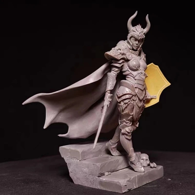 75mm Dark Fantasy Horned Warrior, Resin Model Figure Kit, Fantasy Theme, Unassembled and Unpainted