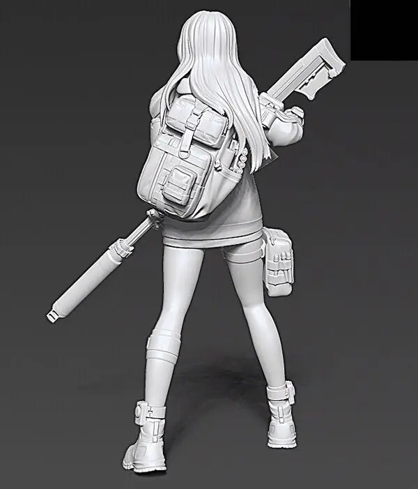 1/35 Female Warrior, Resin Model Figure Kit, Anime Theme, Unassembled and Unpainted