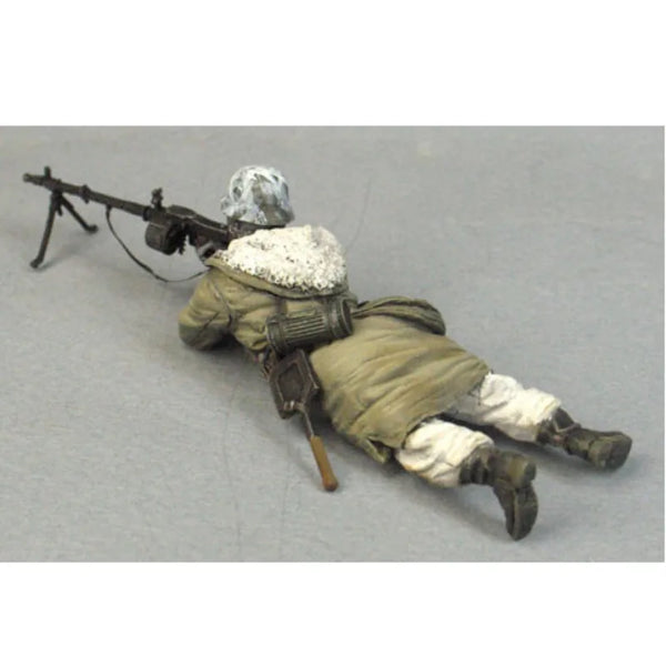 1/35 WWII German Prone Machine Gunner, Resin Model Figure Kit, Unassembled and Unpainted