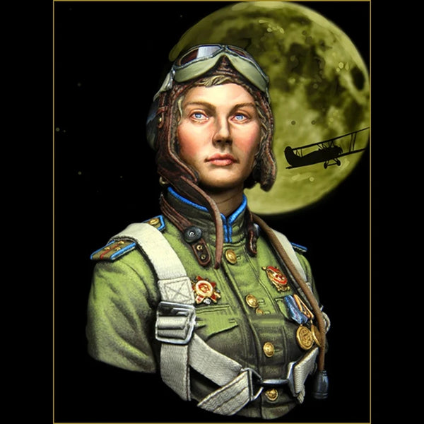 1/10 WWII Soviet Female Pilot, Resin Model Bust Kit, Unassembled and Unpainted