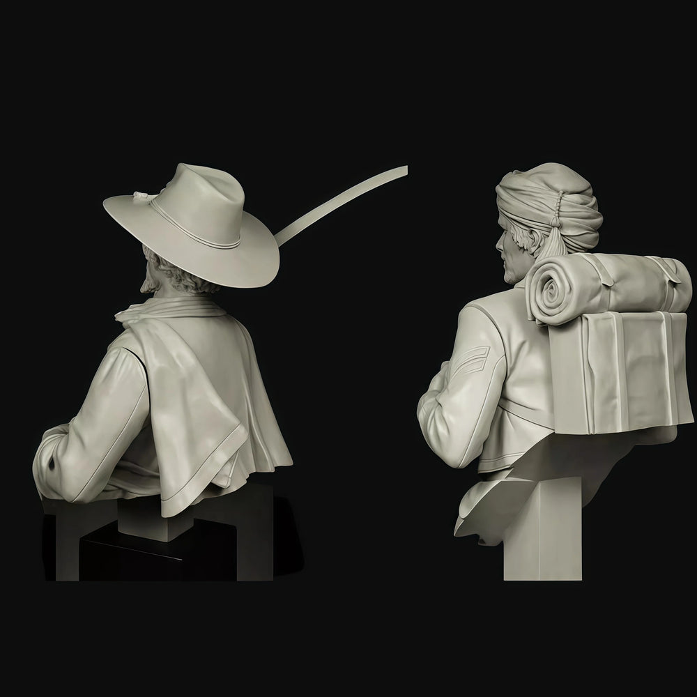 1/12 American Civil War Officer & Militia, 6 Figures, Resin Model Bust Kit, Unassembled and Unpainted