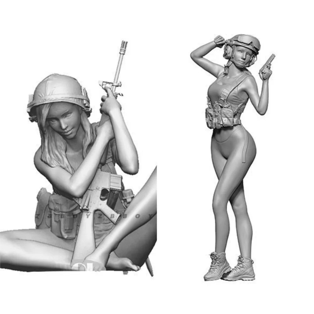 1/35 WWII German Female Soldier Pinup, Resin Model Figure Kit, Unassembled and Unpainted