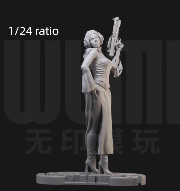 1/24 Female Commando with Pulse Rifle, Resin Model Figure Kit, Sci-Fi Theme, Unassembled and Unpainted