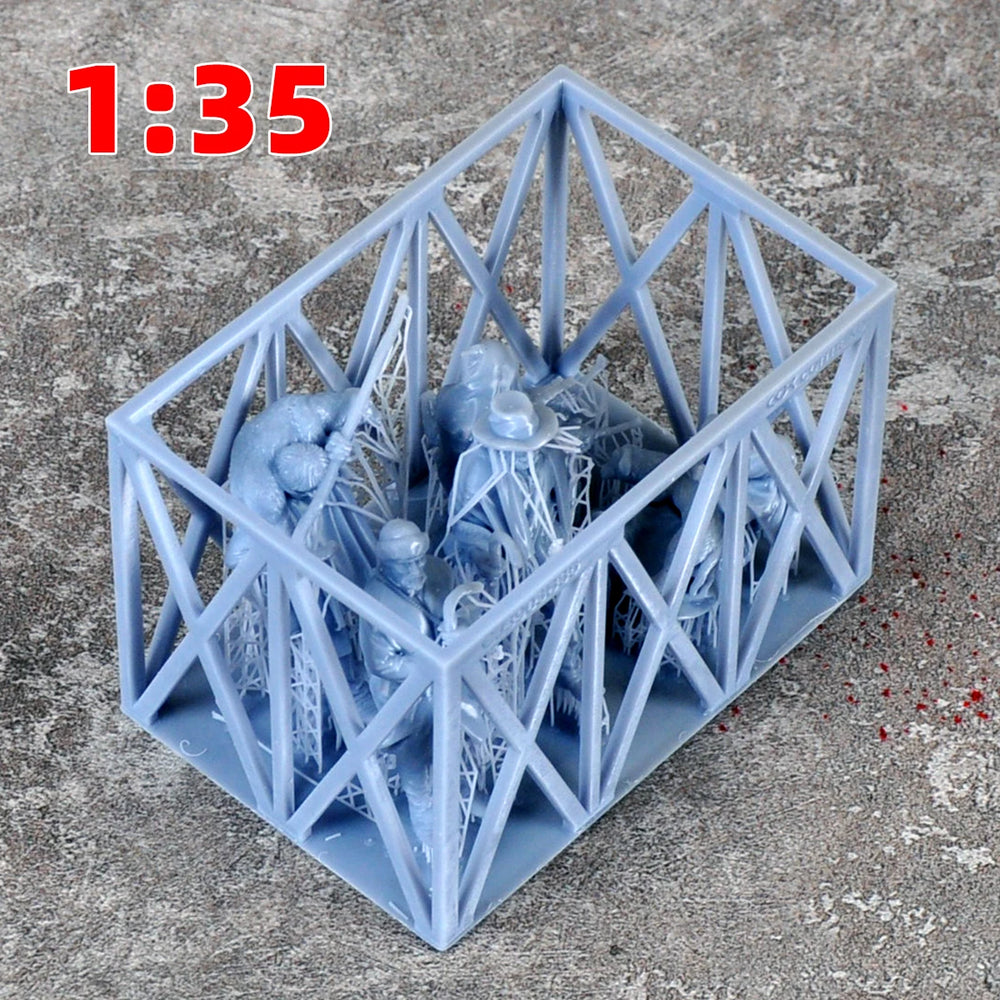 1/35 WWII German Infantry Loading Supply Crate, 12 Figures, Resin Model Figure Kit, Unassembled and Unpainted