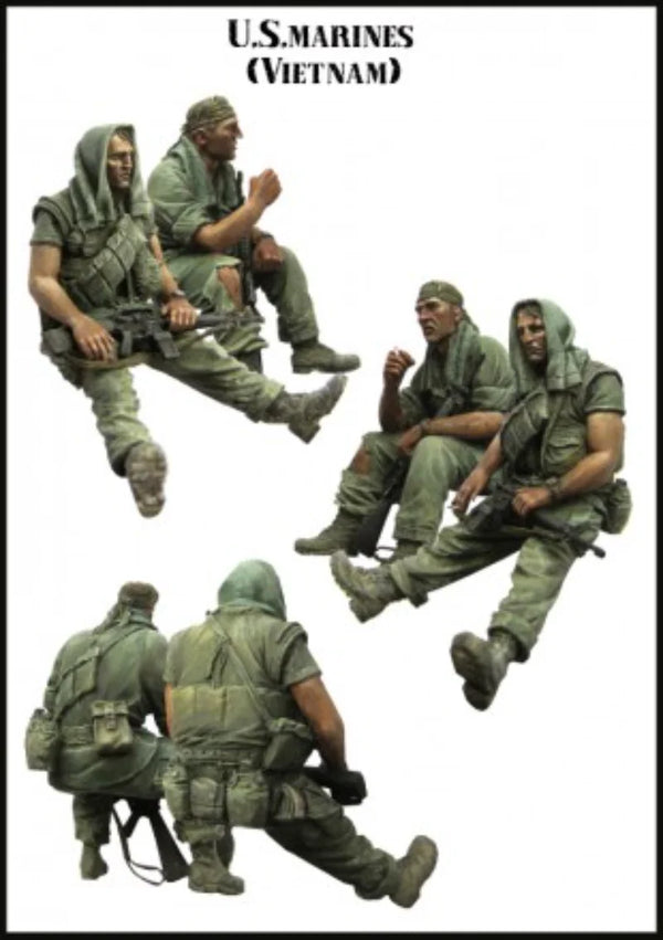 1/35 Vietnam War US Marines, 4 Figures, Resin Model Figure Kit, Unassembled and Unpainted