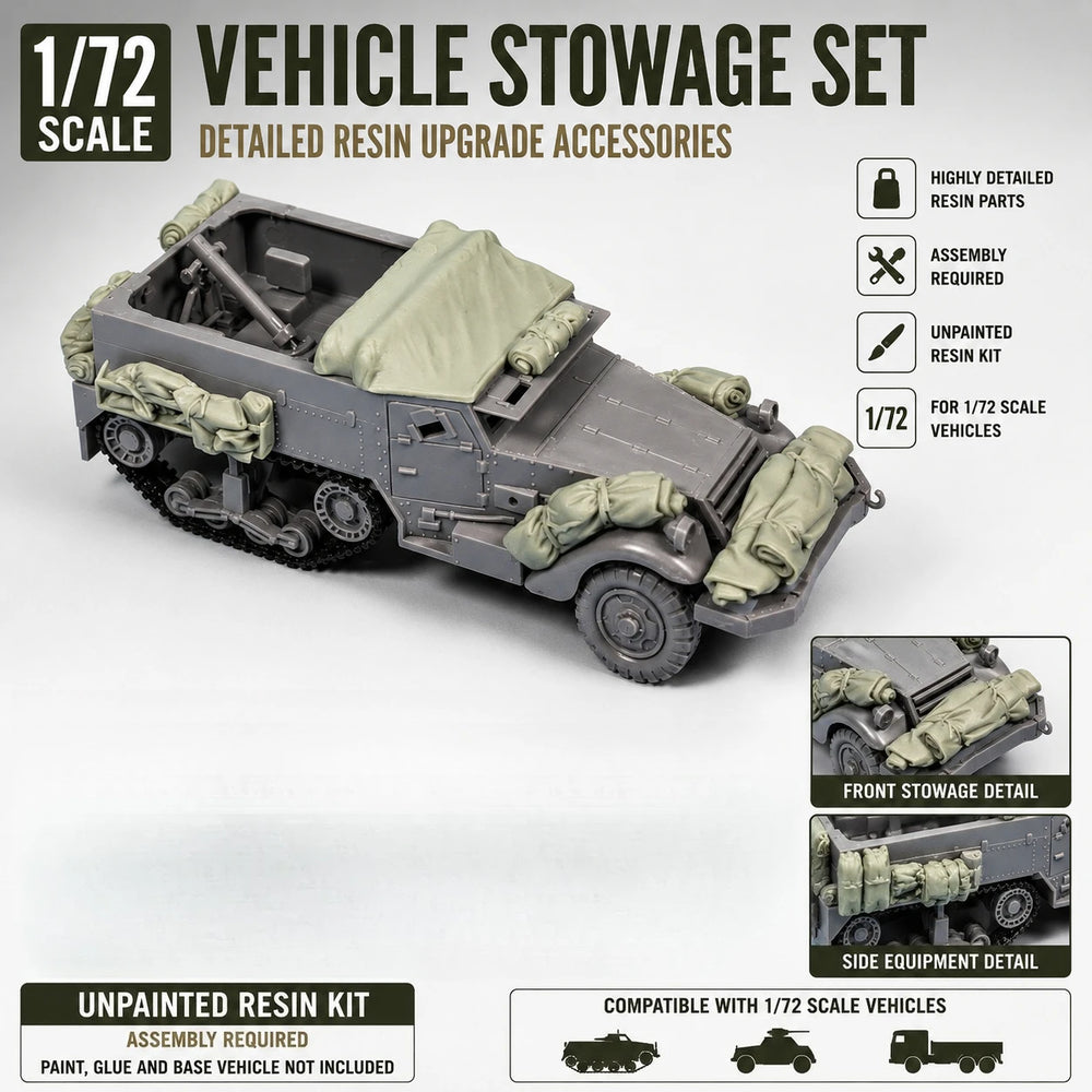 1/72 WWII M4A1 Halftrack Accessories, Resin Model Vehicle Kit, Unassembled and Unpainted
