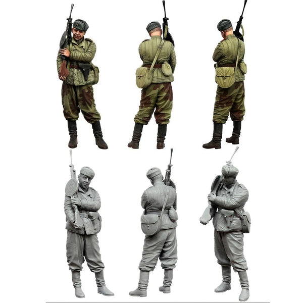 1/35 WWII Soviet Infantry with Fixed Bayonets, Resin Model Figure Kit, Unassembled and Unpainted